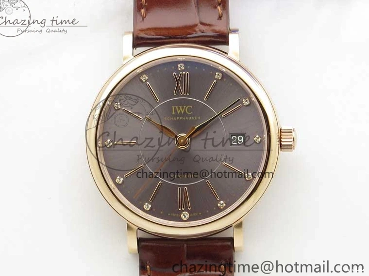 MIROTIME 0313 Portofino 37mm RG V7F 1:1 Best Edition Gray Dial on Deep Brown Leather Strap A SunProtective 7090